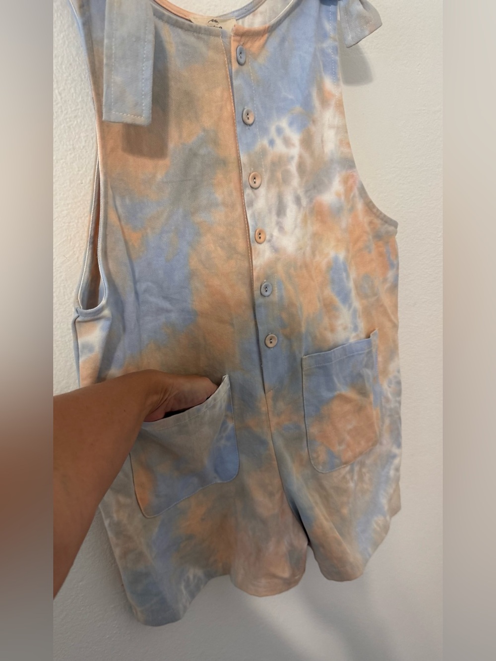 Entro Tie Dye Shorts Romper Pockets Cotton Artsy Boho Hippie Summer NWT L *Read - Picture 2 of 9